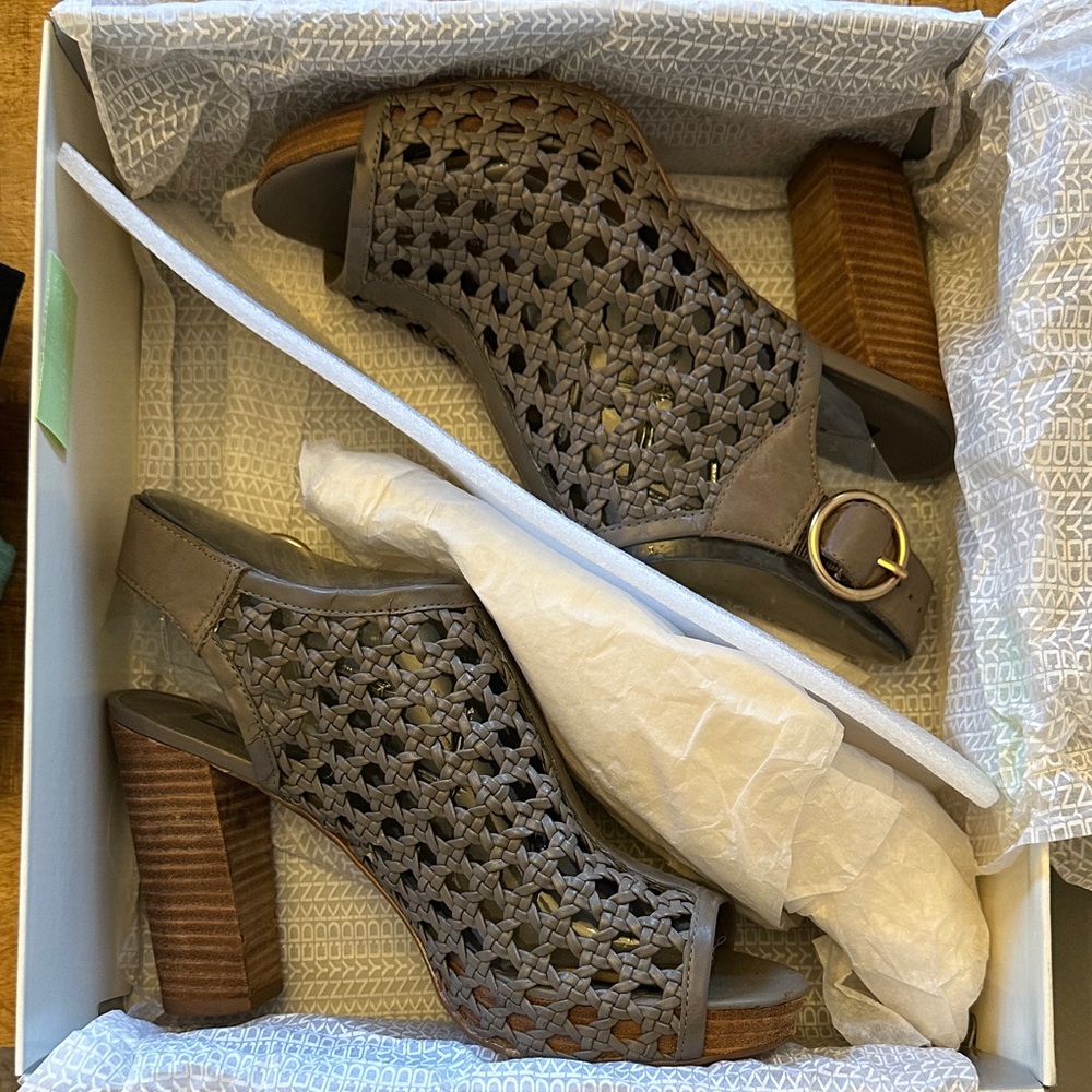 DKNYC Taupe Woven Heeled Sandals